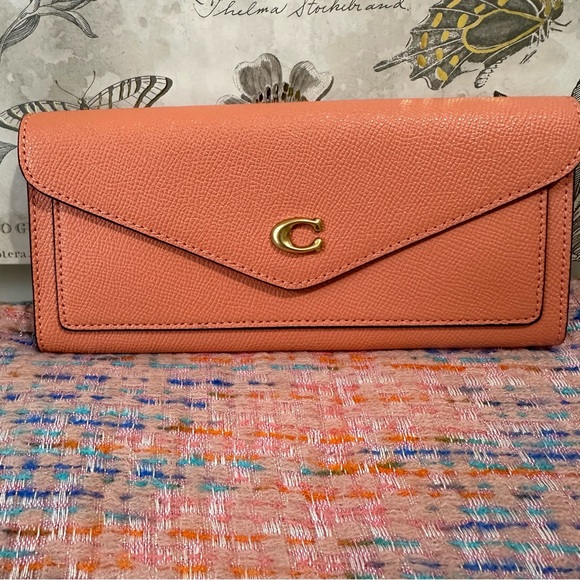 Coach Wyn Crossgrain Leather Light Coral Soft Wallet & French Connection Scarf - Picture 3 of 16